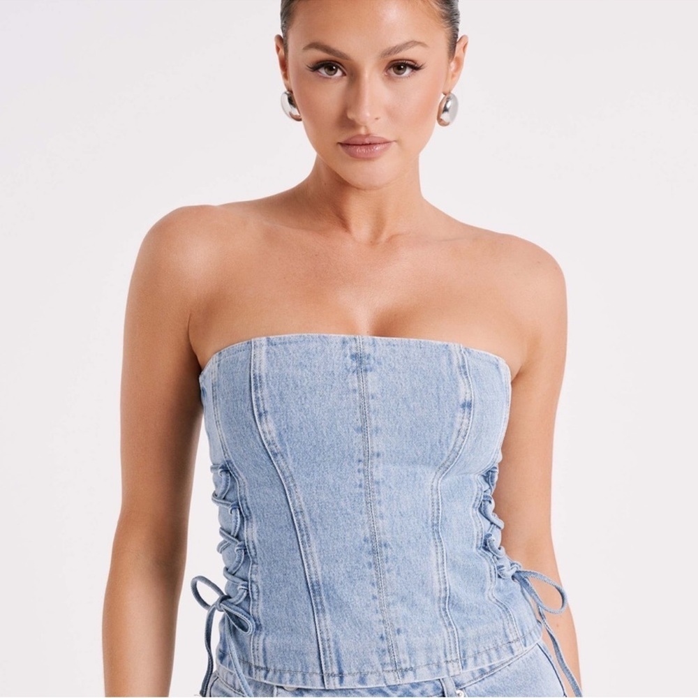 Meshki Scheana Denim Corset Top NWT medium